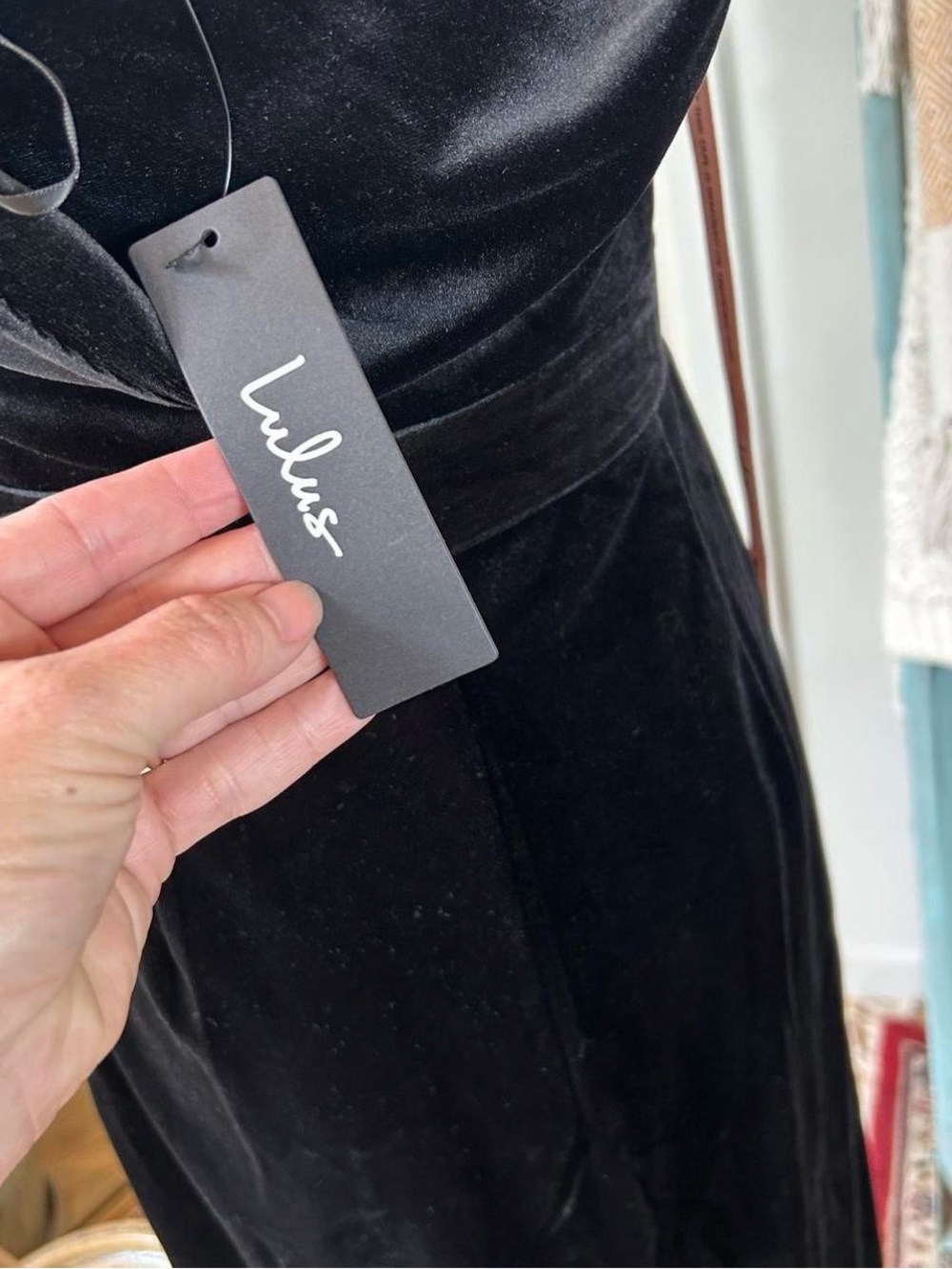Lulu's Black Strapless Velvet Evening Gown - Picture 10 of 11